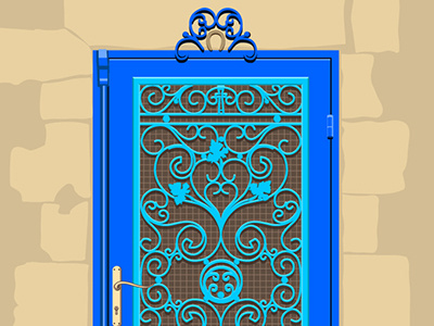 9 St. James Street doors jerusalem old vector