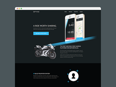 Spyke Landing Page app ios landing page motocycle spyke webflow website