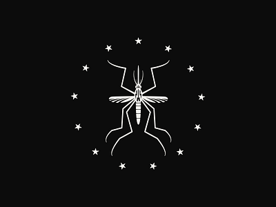 Mosquito Logo brand bug center dark graphic identity insect logo mosquito stars symmetry wings