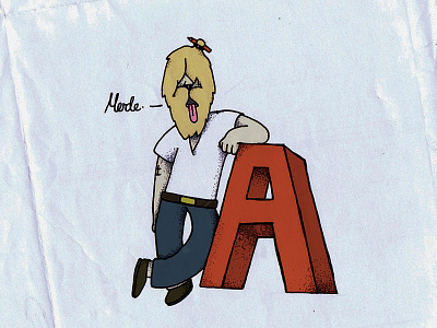A Dude a beard dog doodle font hair hipster illustration letters merde
