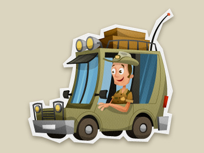 Wilderness ranger character design illustration ranger suv