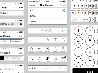 Wireframing Kit ios7 kit pixel perfect wireframe