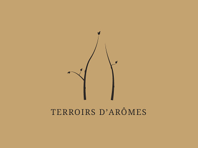 Terroirs d'arômes bottle branding country identity leaf logo rural stick vegetal wine wood