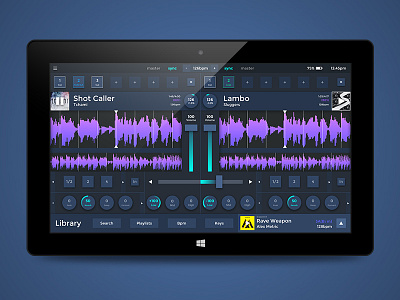 Touch Friendly Dj Interface audio blue clean dj flat interface music tablet ui user experience ux windows