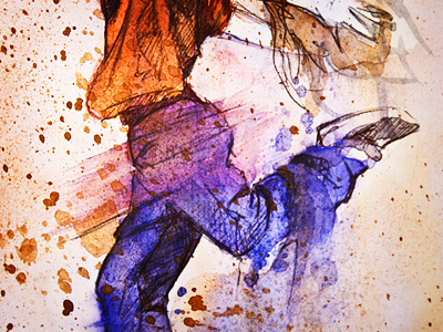 Illustration Watercolor 001 color dance dancing graphic ink pen sketch study test watercolor