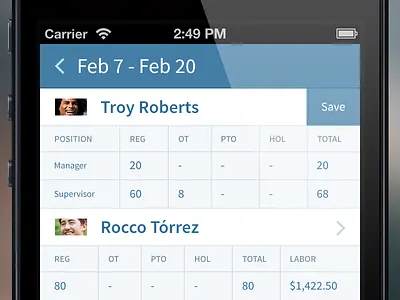 WageBase Timesheets app blue design flat ios iphone mobile ui