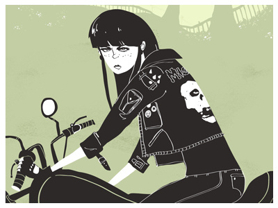 Kayla - Zomb Short Story black and white drawing girl illustration motorcycle zombie zombies