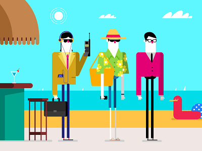 On The Beach animation beach business character fellas phone sea sunshine