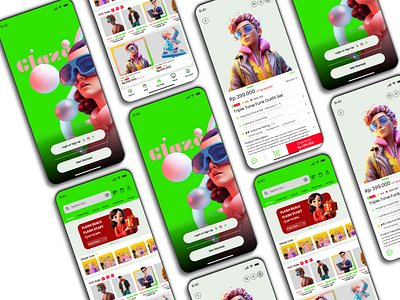 Glaze: A Glimpse into the Future of Fashion attractive chart checkout design e commerce gen z glaze home page iphone mobile mobile design product product detail sale shop splash screen ui zidane