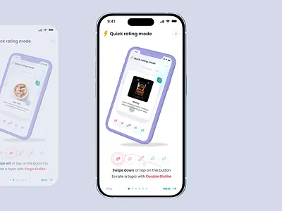 Quick Rating Mode Onboarding animation feedback gif intro mobile onboarding rank rate rating rating platorm ratio reaction review steps thumbs up topic ui vote voting website design