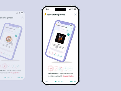 Quick Rating Mode Onboarding animation feedback gif intro mobile onboarding rank rate rating rating platorm ratio reaction review steps thumbs up topic ui vote voting website design