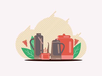 Traditional Teapot Set design design art flat illustration flat style flatdesign geometric art illustration simple design teapot illustration vector art