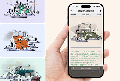 Bringing Cozy to Life: NYT x Bedsure Illustration Series brand branding content creation editorial handdrawn illustration illustrator sketch the new york times visual storytelling