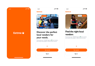 Getme Onboarding Screen mobile onboarding splash ui ux
