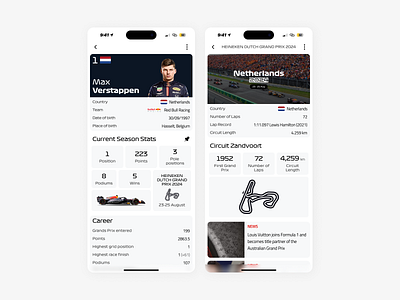 F1 but minimalistic | Mobile Design Concept about section branding design f1 info card minimalistic profile profilesection ui userprofile ux