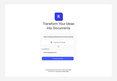 AI Document Generator - Create Account 🚧 ui