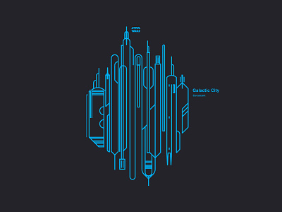 Galactic City blue city coruscant line art star wars