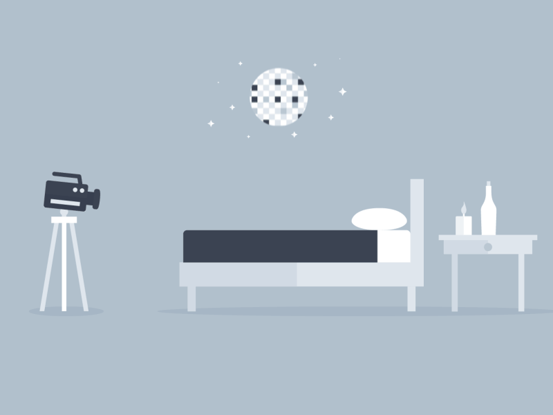 We do videos! Not those videos! animation bedroom bow chicka wow wow camera disco ball motion motion graphics