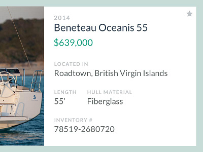 Boat Listing Card card lato muted colors ui