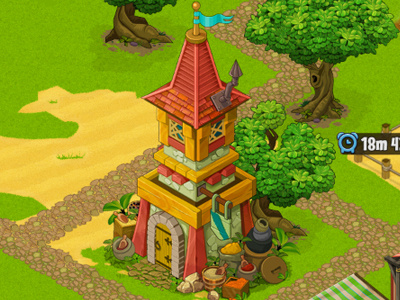 Tower building game illustration isometric market mobile tower vector