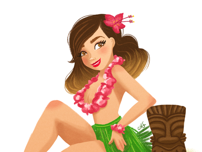 Tiki Pin-up character design digital illustration pin up