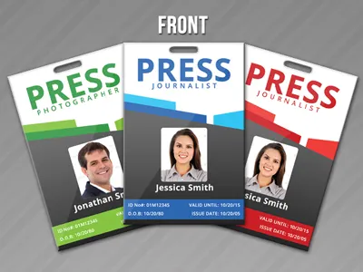 Press Pass Credentials Template Vol 1 event id graphic river press credential press id press identity press pass print ready reporter pass template vip pass