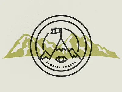 Stories circle design eye flag logo mountain type