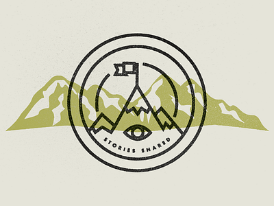 Stories circle design eye flag logo mountain type