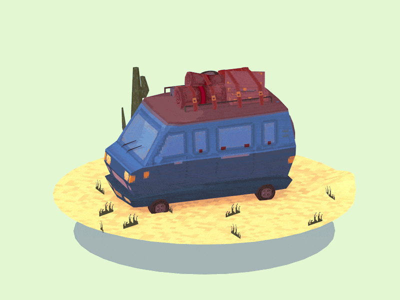 Van.gif 3d animation car cinema 4d desert gif motion pixel van rotate
