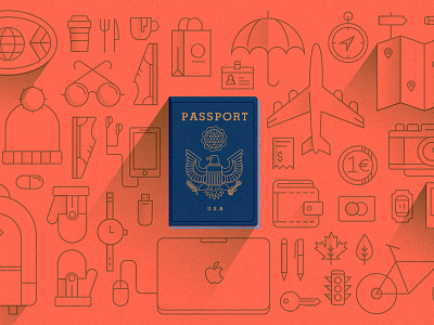 Traveling Abroad blue eagle europe orange passport plane stuff travel vector