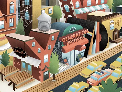 I❤️NYC brooklyn handdrawn illustration isometric newyork records taxi