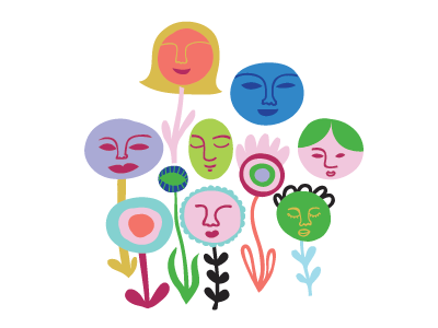 Flower people faces flowers illustration