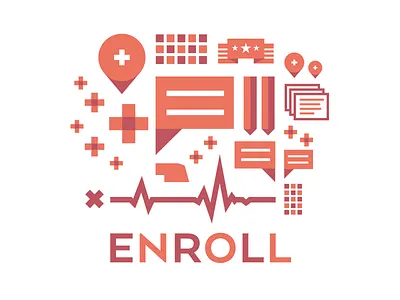 ENROLL america brand campaign health care iconography identity