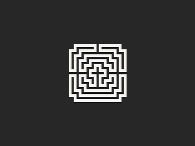 Logo For Christian Youth Group brand christianity cross graphic icon identity labyrinth logo maze religion symmetrical