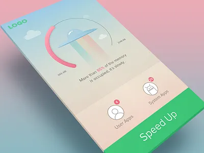 Speed android app colorful flat percent rocket speed ufo up
