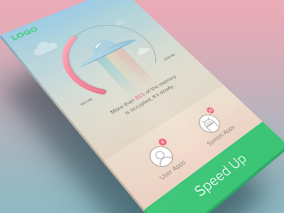 Speed android app colorful flat percent rocket speed ufo up