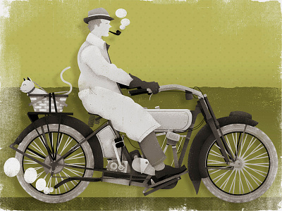Rip Roarin' cat drawing grunge illustration motorcycle vector vintage