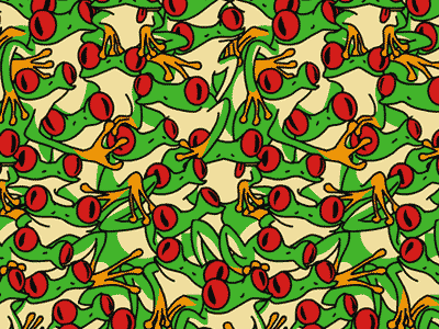 Froggy frog green pattern red tongue tree