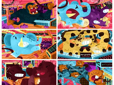 You Can't Take A Giraffe Into Space beaver character design childrens book elephant giraffe gorilla illustration illustrator rhino. hippopotamus science sequential space