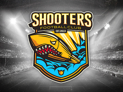 Shooter FC Logo badges bullet emblem football illustration logo soccer vector