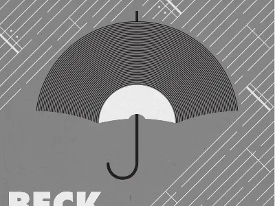 Beck Gig Poster beck gig illustration modern music music staff poster rain record umbrella vinyl