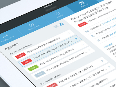 Agenda & Tasks agenda clean ipad item list minimal priority safety tasks ui