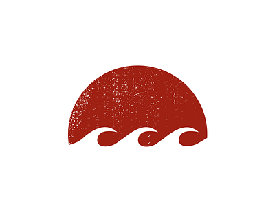 Red Sun Logo balanced brand icon identity logo moody moon ocean red sun water waves