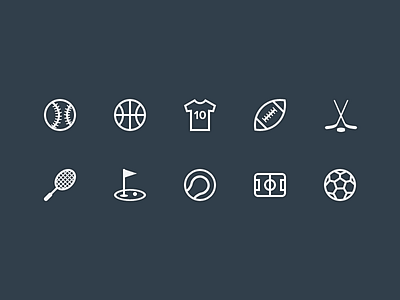 Outline icons baseball basketball football glyph golf hockey icon outline soccer sports tennis