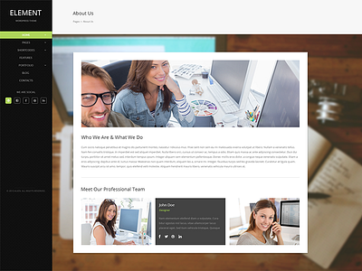 About Us blog corporate fullwidth landing leftnavigation photo portfolio shop studio themeforest