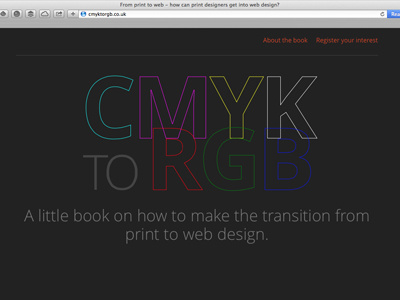 CMYK to RGB Book website book coming soon css3 design launch signup typography web design website