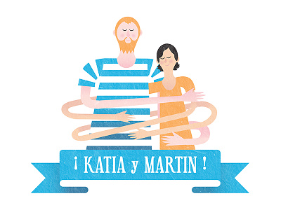 Martin + Katia character illustration invitation vector wedding