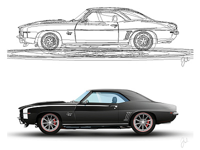 Vector Camaro camaro car classiccar illustration oldtimer vector