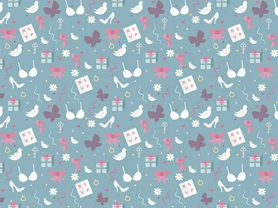 Bridal Pattern bows bridal illustration illustrator pattern pattern design print surface pattern wedding