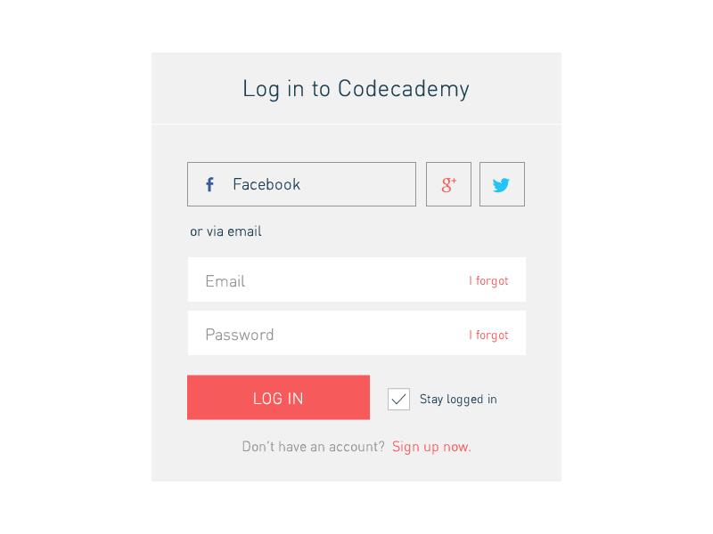 Login Screen codecademy interface login ui ux